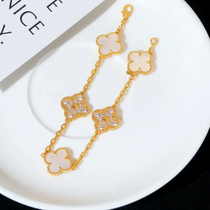 [Favorite]LUCKY CLOVER 5-MOTIF BRACELET - WHITE MOTHER-OF-PEARL COLLECTION