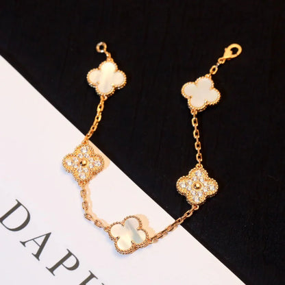 [Favorite]LUCKY CLOVER 5-MOTIF BRACELET - WHITE MOTHER-OF-PEARL COLLECTION