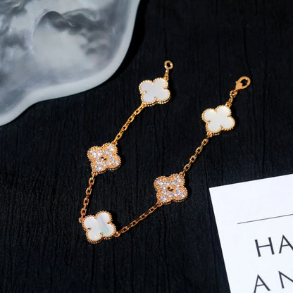 [Favorite]LUCKY CLOVER 5-MOTIF BRACELET - WHITE MOTHER-OF-PEARL COLLECTION