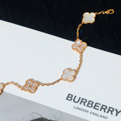 [Favorite]LUCKY CLOVER 5-MOTIF BRACELET - WHITE MOTHER-OF-PEARL COLLECTION