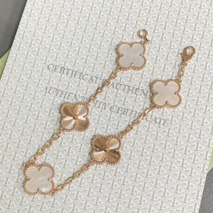 [Favorite]LUCKY CLOVER 5-MOTIF BRACELET - WHITE MOTHER-OF-PEARL COLLECTION