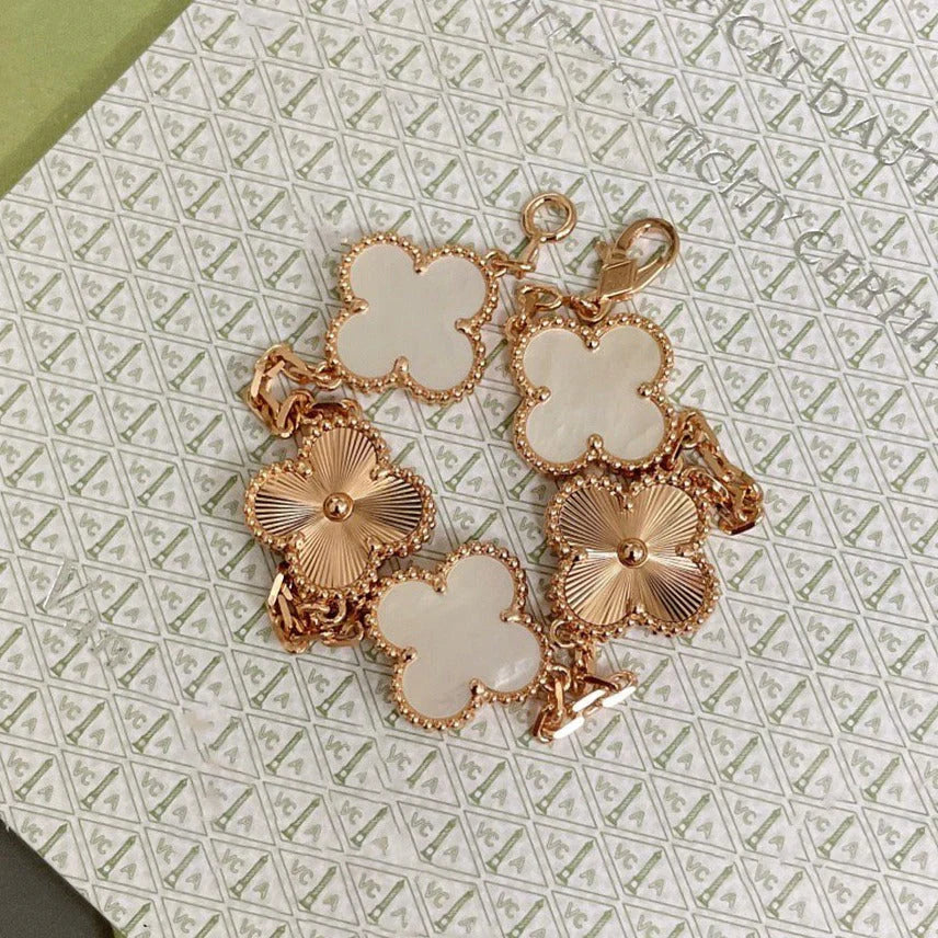 [Favorite]LUCKY CLOVER 5-MOTIF BRACELET - WHITE MOTHER-OF-PEARL COLLECTION