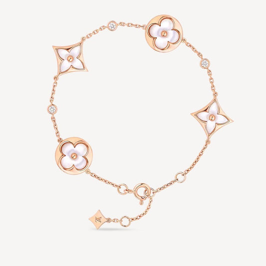 [Favorite]STAR AND SUN 4 MOTIF WHITE MOP ROSE GOLD BRACELET