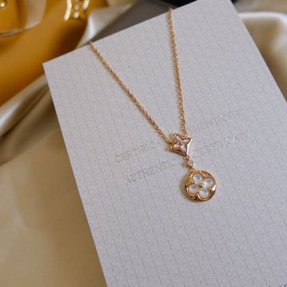 [Favorite]STAR AND SUN WHITE MOP 2 MOTIF ROSE GOLD NECKLACE