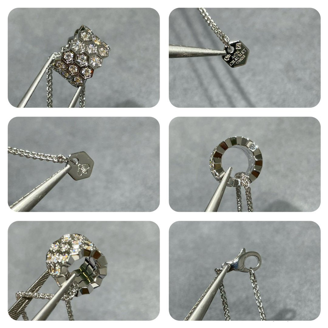 [Favorite]BEE LOVE DIAMOND PAVED 3 ROW NECKLACE