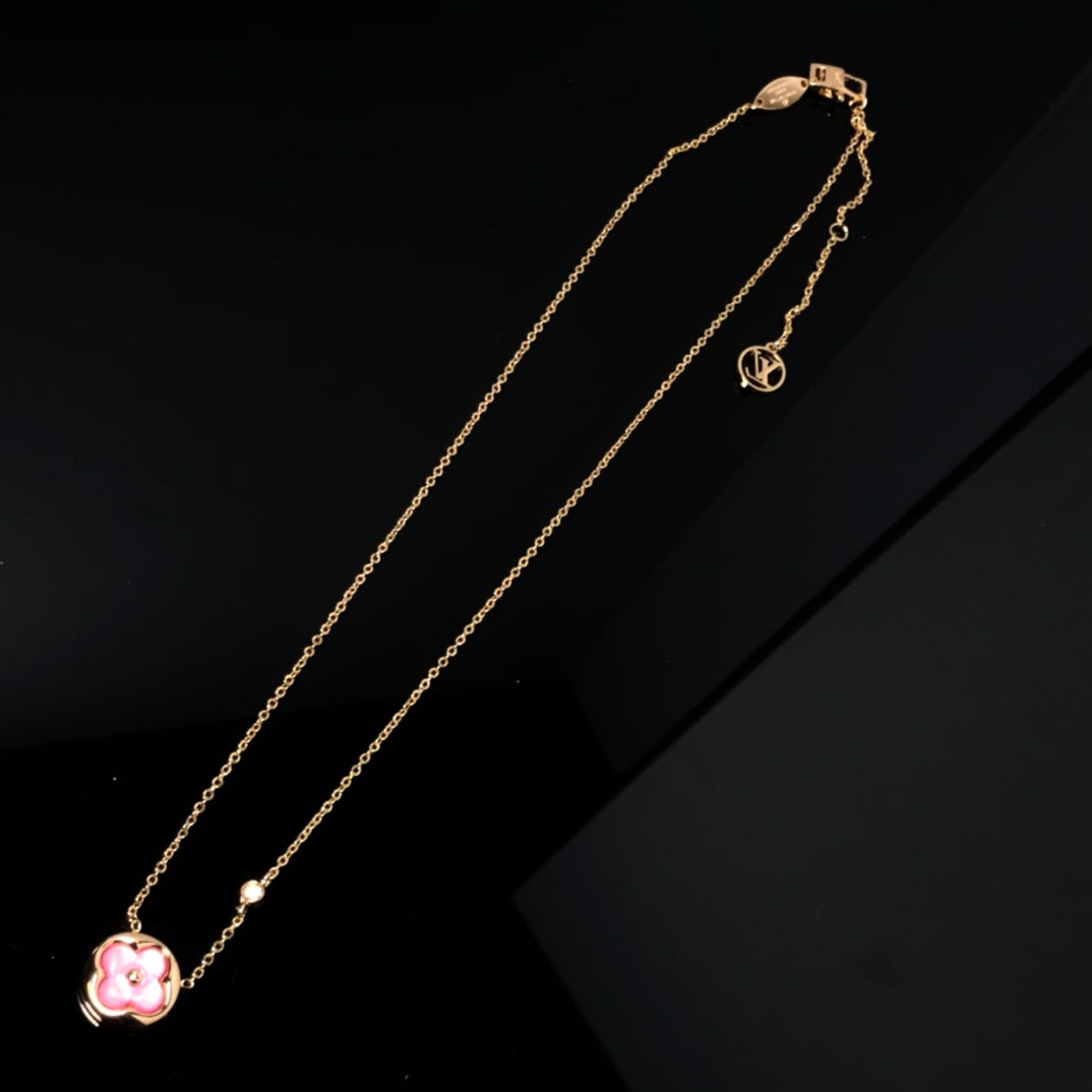 [Favorite]COLOR BLOSSOM PINK MOP SUN GOLD NECKLACE