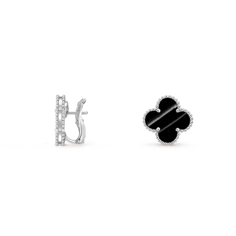 [Favorite]15MM CLOVER FLOWER STUD EARRINGS WHITE GOLD COLLECTION