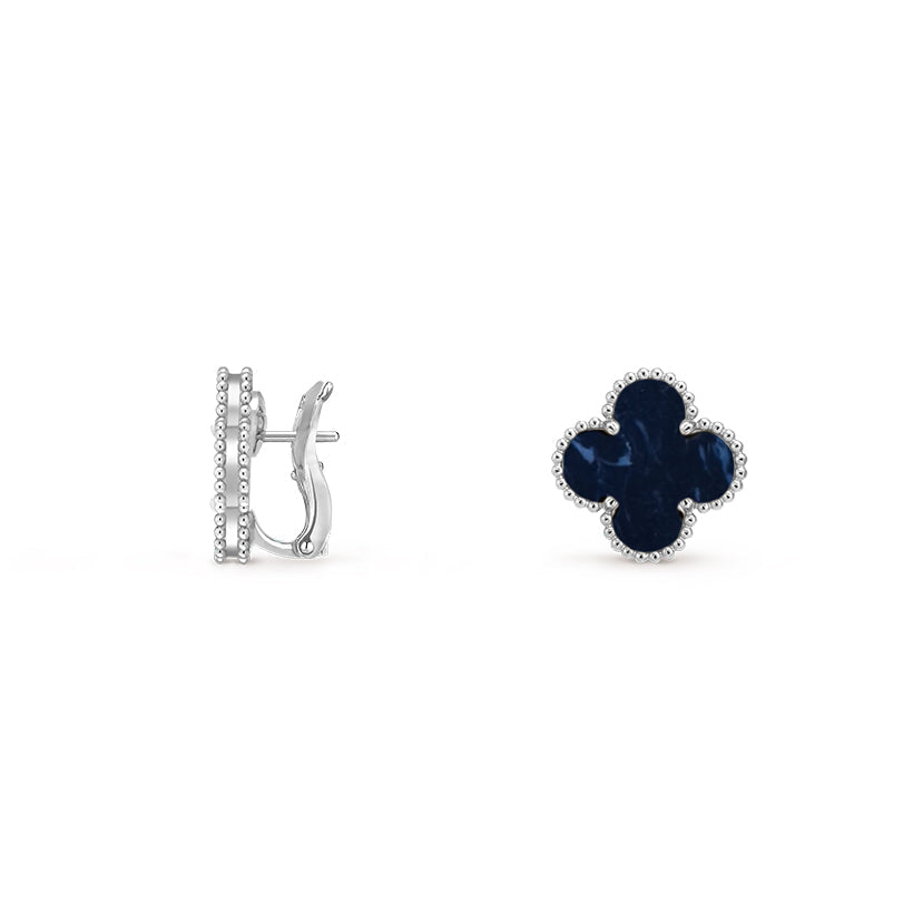 [Favorite]15MM CLOVER FLOWER STUD EARRINGS WHITE GOLD COLLECTION
