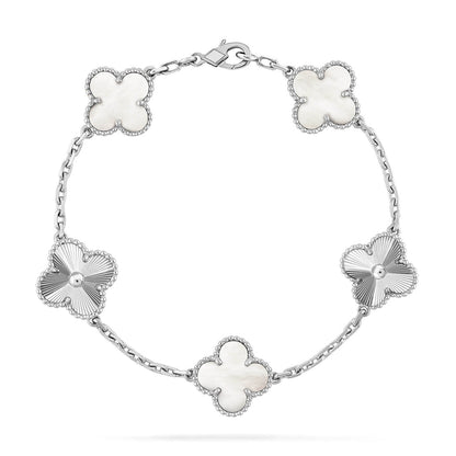 [Favorite]LUCKY CLOVER 5-MOTIF BRACELET - WHITE MOTHER-OF-PEARL COLLECTION