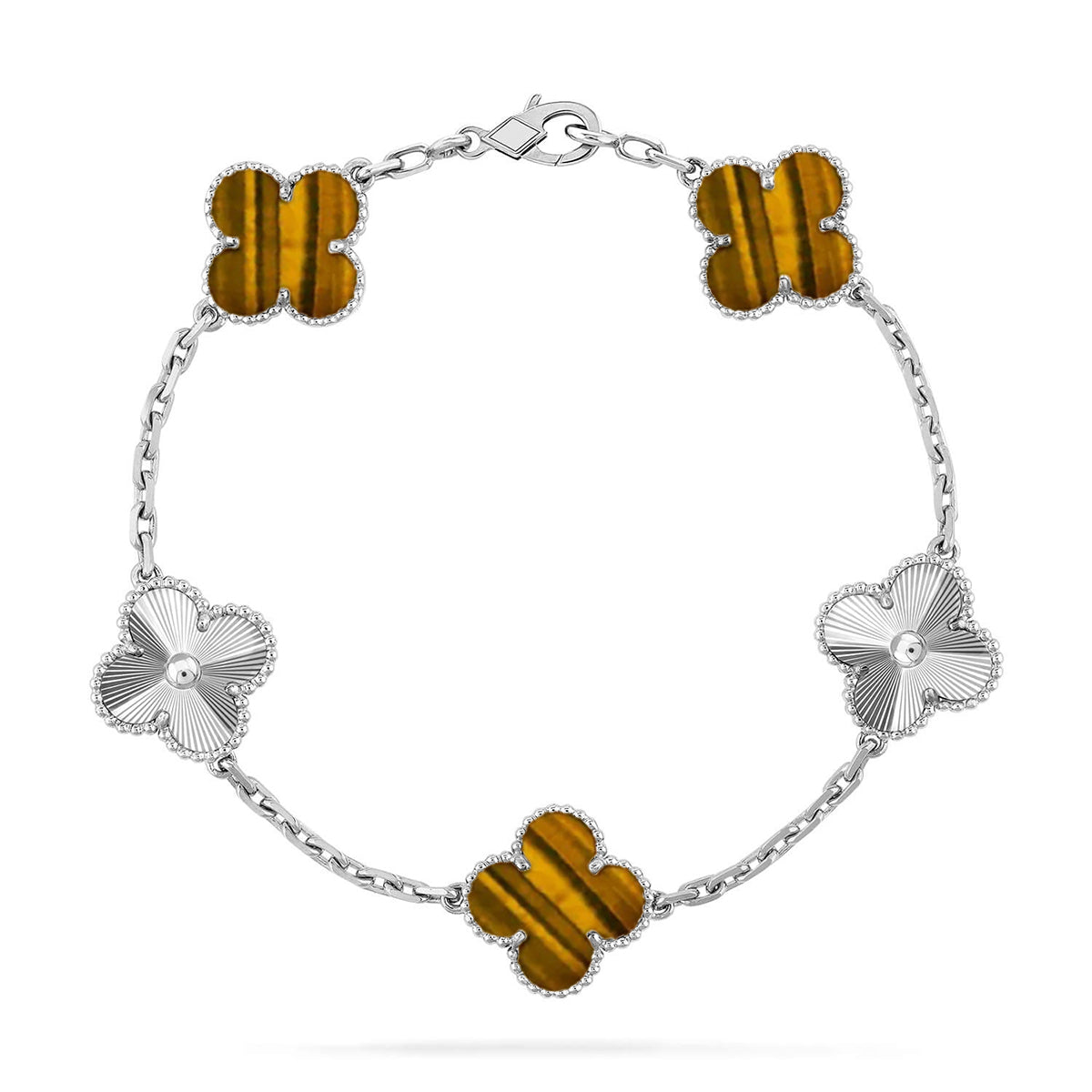 [Favorite]LUCKY CLOVER 5-MOTIF BRACELET -  TIGER’S EYE COLLECTION