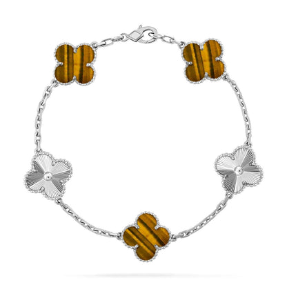 [Favorite]LUCKY CLOVER 5-MOTIF BRACELET -  TIGER’S EYE COLLECTION