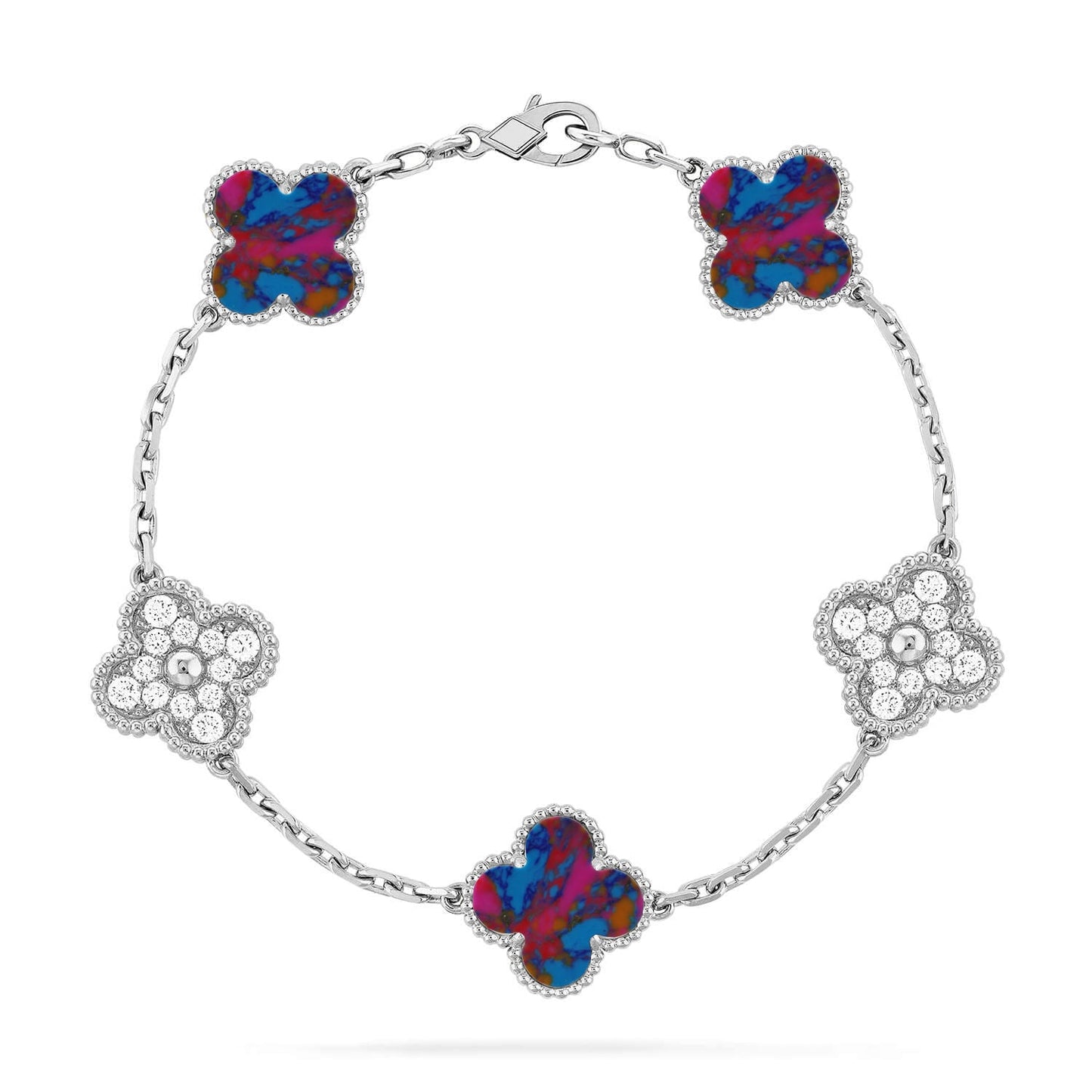 [Favorite]LUCKY CLOVER 5-MOTIF BRACELET - MULTI-GEM COLLECTION