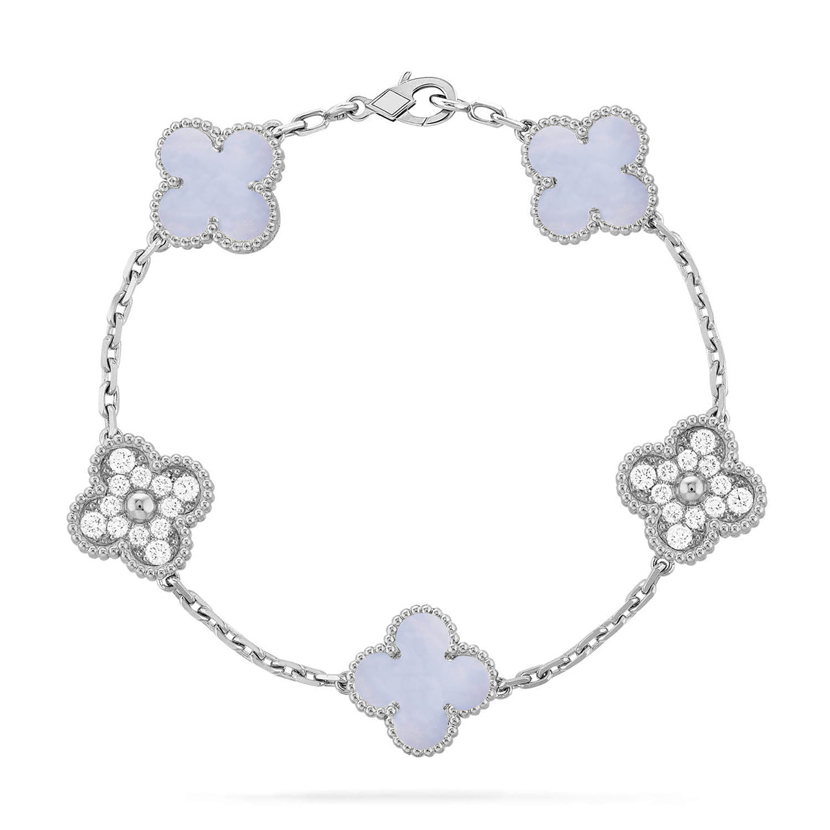 [Favorite]LUCKY CLOVER 5-MOTIF BRACELET - PURPLE CHALCEDONY COLLECTION