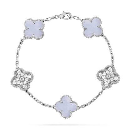 [Favorite]LUCKY CLOVER 5-MOTIF BRACELET - PURPLE CHALCEDONY COLLECTION