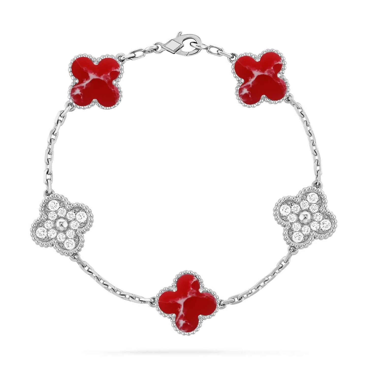 [Favorite]LUCKY CLOVER 5-MOTIF BRACELET - RED LARIMAR COLLECTION