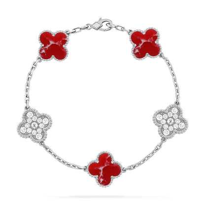 [Favorite]LUCKY CLOVER 5-MOTIF BRACELET - RED LARIMAR COLLECTION