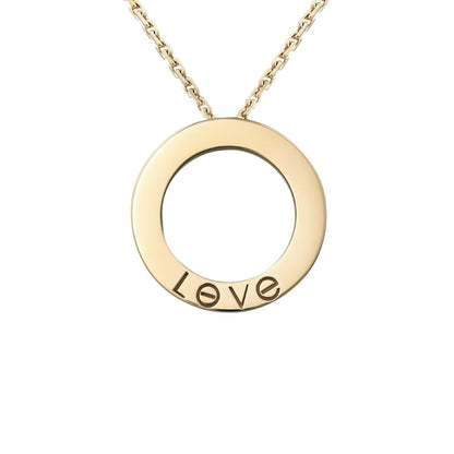 [Favorit]HALSKETTE MIT GROSSEM RUNDEM „LOVE“-ANHÄNGER UND VOLLSTÄNDIGER DIAMANTPFLASTERUNG