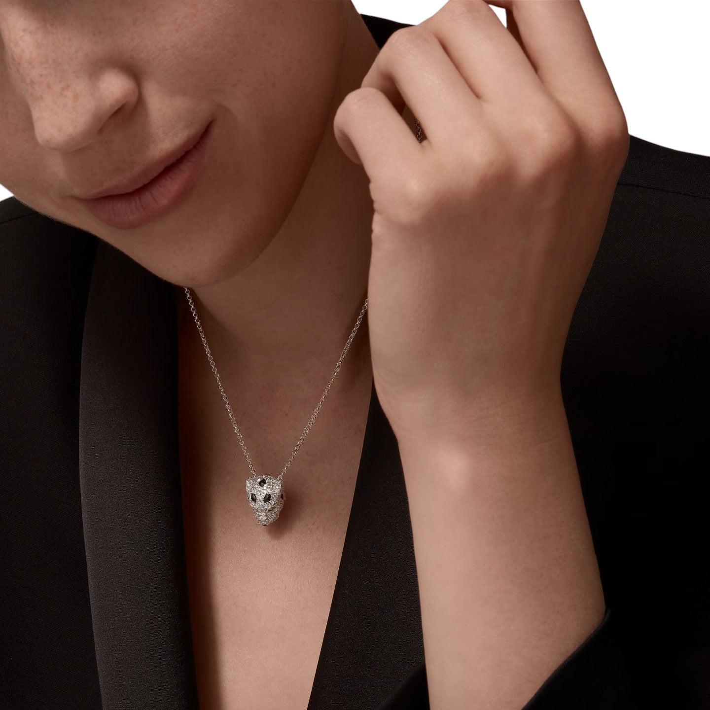 [Favorite]LEOPARD HEAD FULL PAVÉ DIAMOND PENDANT NECKLACE
