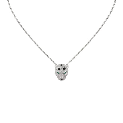 [Favorite]LEOPARD HEAD FULL PAVÉ DIAMOND PENDANT NECKLACE