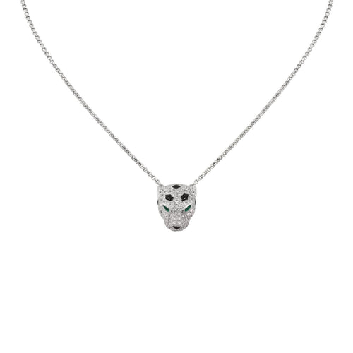[Favorite]LEOPARD HEAD FULL PAVÉ DIAMOND PENDANT NECKLACE