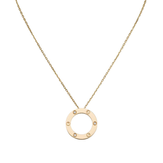 [Favorite]LOVE LARGE CIRCULAR PENDANT 3-DIAMOND NECKLACE