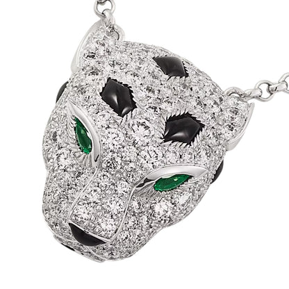 [Favorite]LEOPARD HEAD FULL PAVÉ DIAMOND PENDANT NECKLACE