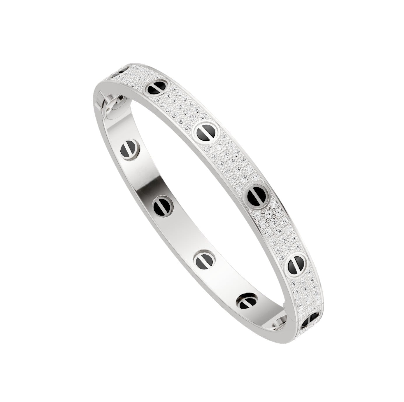 [Favorite]CLASSIC 6.1MM LOVE BANGLE - DIAMOND PAVÉ & BLACK CERAMIC