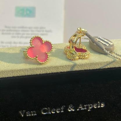 [Favorite]NEW CLOVER 15MM PINK ENAMEL STUD EARRINGS