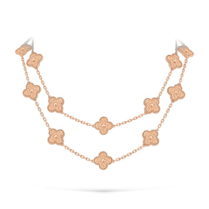 [Favorit]KLASSISCHE 20-MOTIV GLÜCKSKLEE-HALSKEtte ROSÉGOLD KOLLEKTION