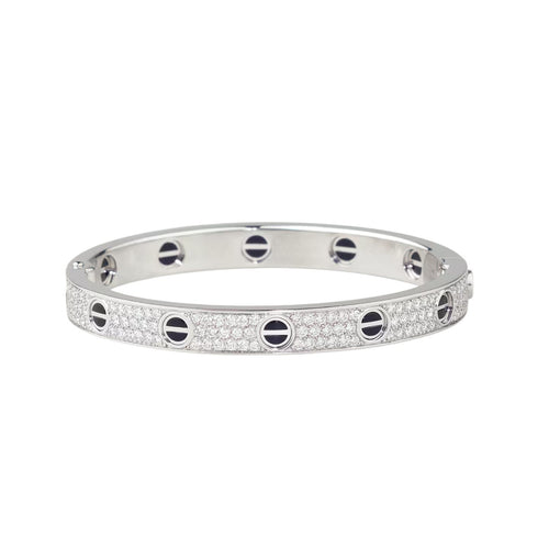 [Favorite]CLASSIC 6.1MM LOVE BANGLE - DIAMOND PAVÉ & BLACK CERAMIC