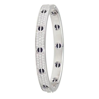 [Favorite]CLASSIC 6.1MM LOVE BANGLE - DIAMOND PAVÉ & BLACK CERAMIC