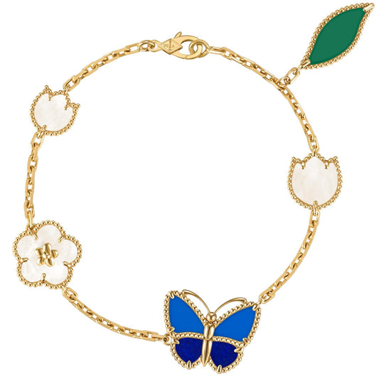[Favorite]SPRING ENCHANTMENT BUTTERFLY & FLORAL CHARM BRACELET
