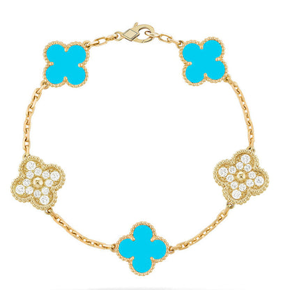 [Favorite]LUCKY CLOVER 5-MOTIF BRACELET - TURQUOISE COLLECTION