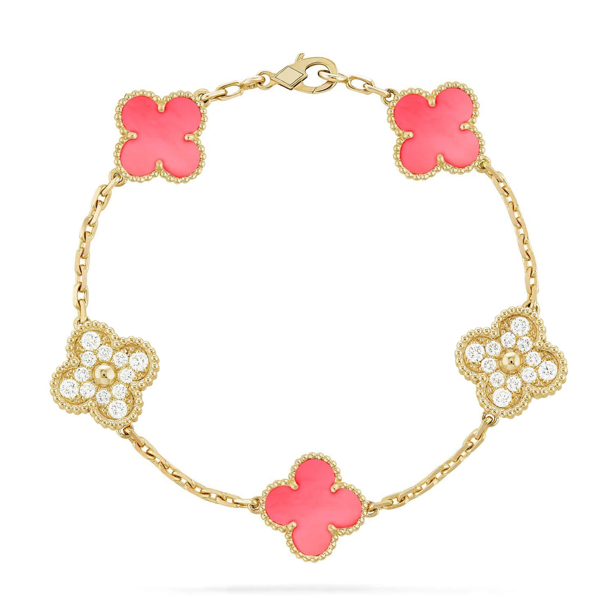 [Favorite]LUCKY CLOVER 5-MOTIF BRACELET - PINK MOTHER-OF-PEARL COLLECTION