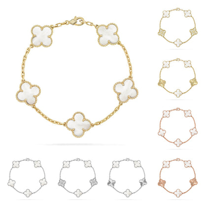 [Favorite]LUCKY CLOVER 5-MOTIF BRACELET - WHITE MOTHER-OF-PEARL COLLECTION