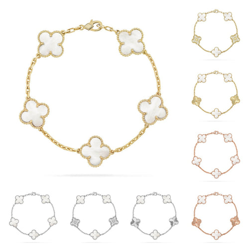 [Favorite]LUCKY CLOVER 5-MOTIF BRACELET - WHITE MOTHER-OF-PEARL COLLECTION