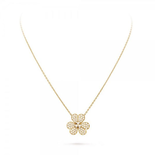[Favorite]PAVÉ DIAMOND FLOWER CHARM NECKLACE