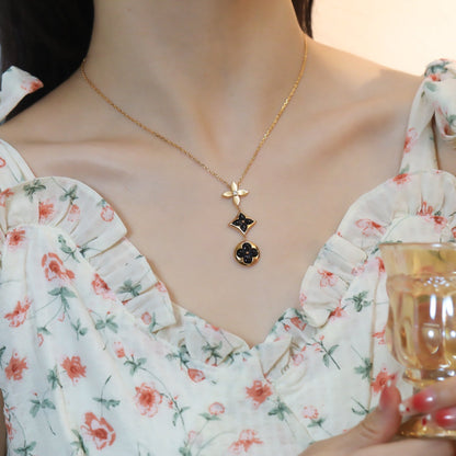 [Favorite]STAR AND SUN ONYX ROSE GOLD NECKLACE