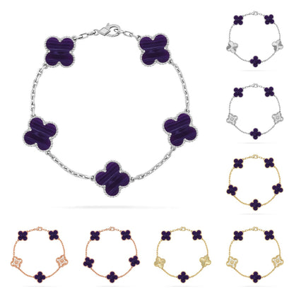 [Favorite]LUCKY CLOVER 5-MOTIF BRACELET - CHAROITE COLLECTION