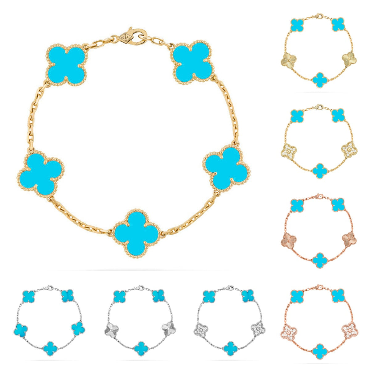 [Favorite]LUCKY CLOVER 5-MOTIF BRACELET - TURQUOISE COLLECTION
