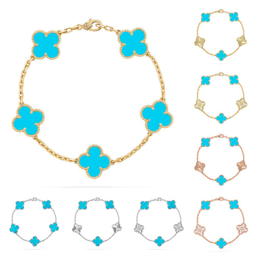 [Favorite]LUCKY CLOVER 5-MOTIF BRACELET - TURQUOISE COLLECTION
