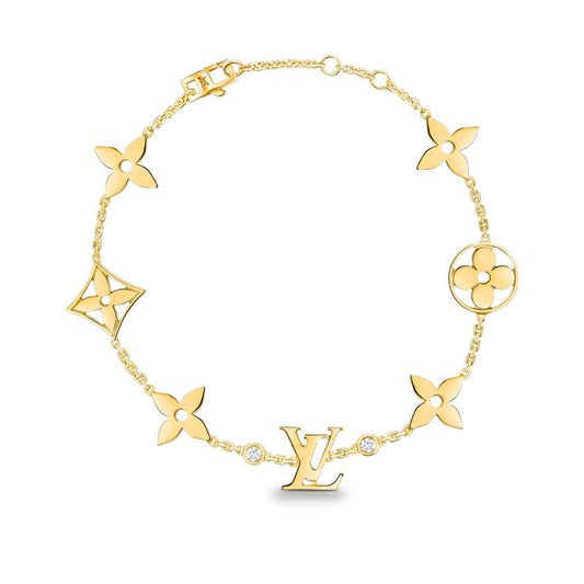 [Favorite]STAR AND SUN 7 MOTIFS GOLD BRACELET