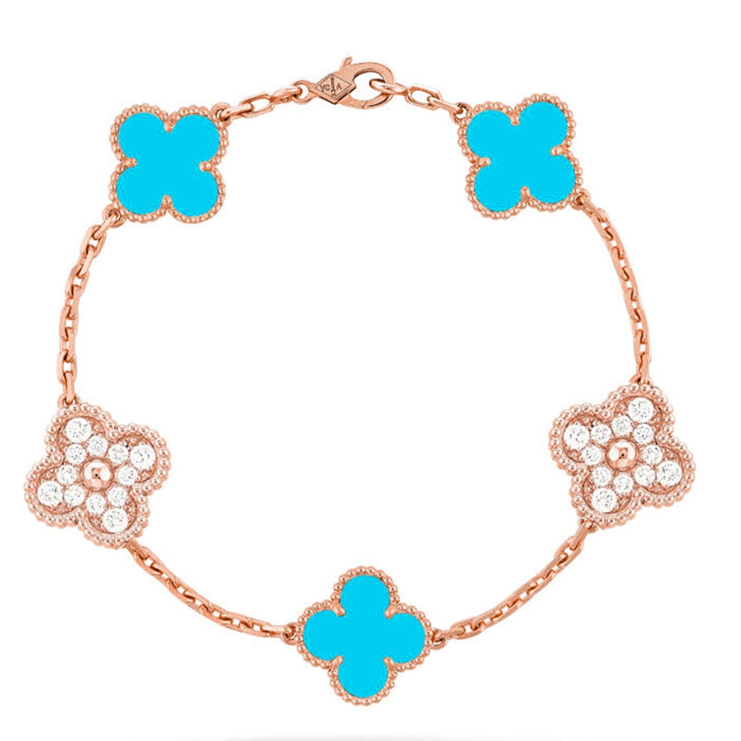 [Favorite]LUCKY CLOVER 5-MOTIF BRACELET - TURQUOISE COLLECTION