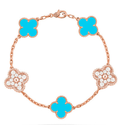 [Favorite]LUCKY CLOVER 5-MOTIF BRACELET - TURQUOISE COLLECTION