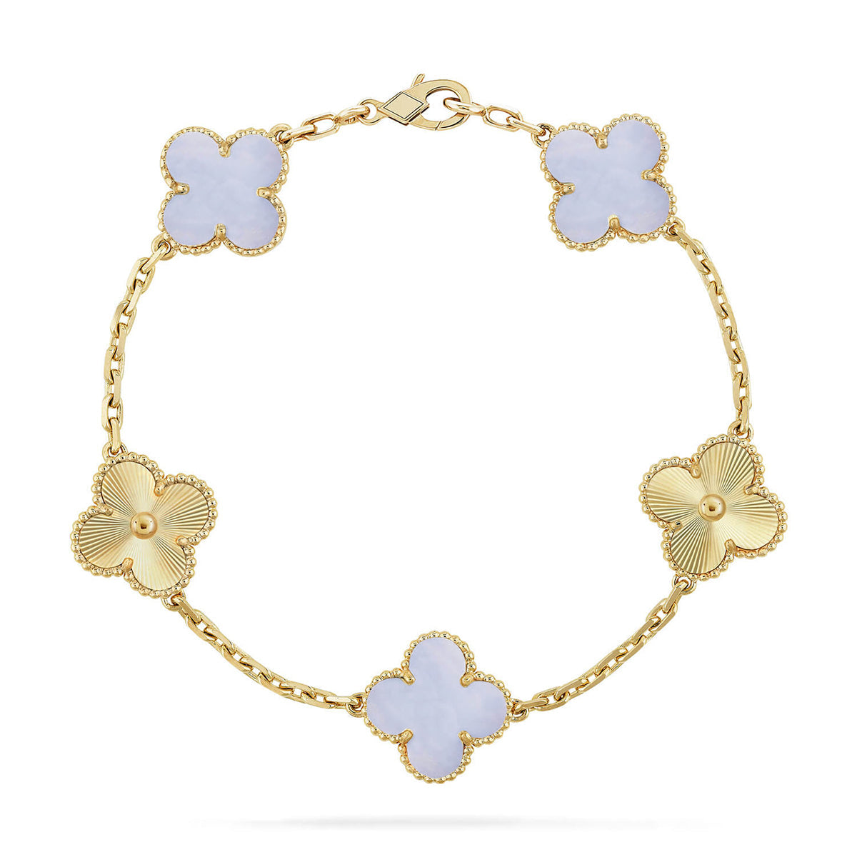 [Favorite]LUCKY CLOVER 5-MOTIF BRACELET - PURPLE CHALCEDONY COLLECTION