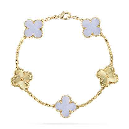 [Favorite]LUCKY CLOVER 5-MOTIF BRACELET - PURPLE CHALCEDONY COLLECTION