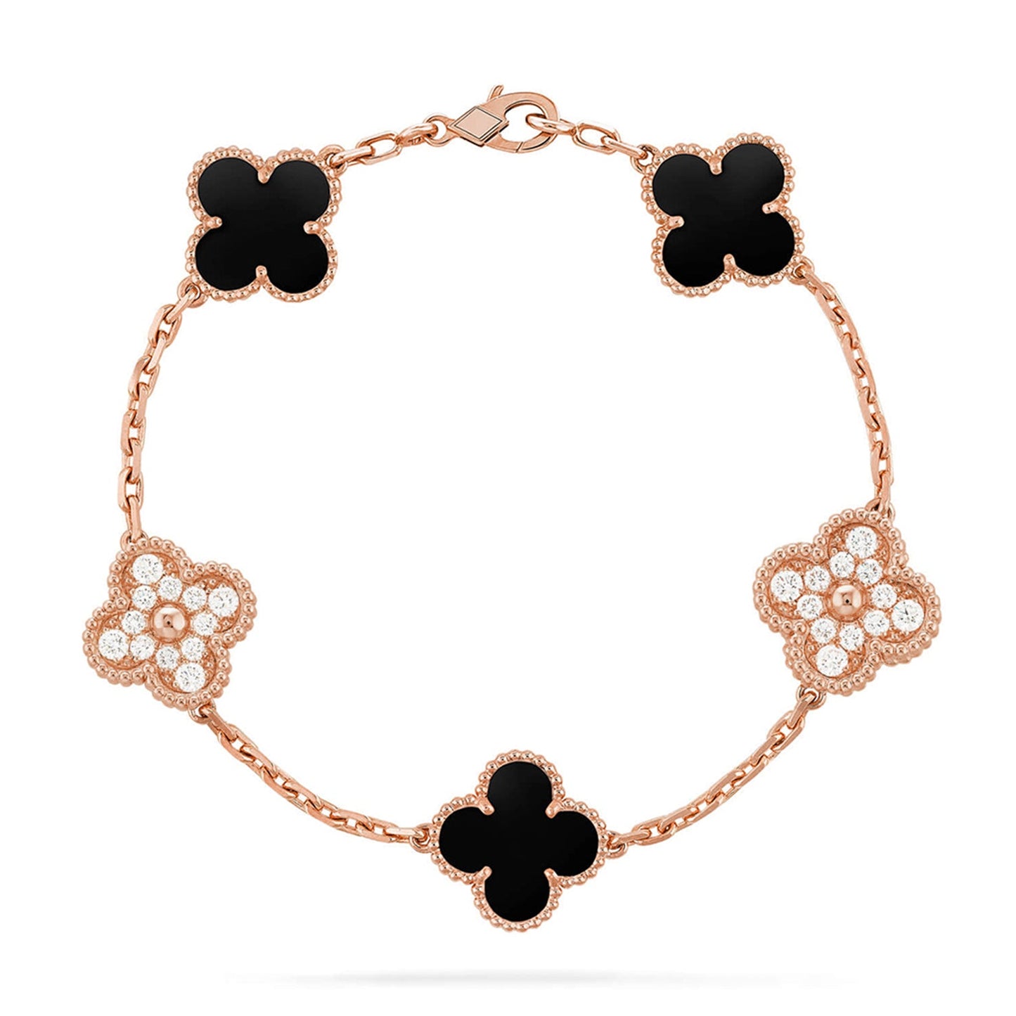 [Favorite]LUCKY CLOVER 5-MOTIF BRACELET - BLACK OXNY COLLECTION