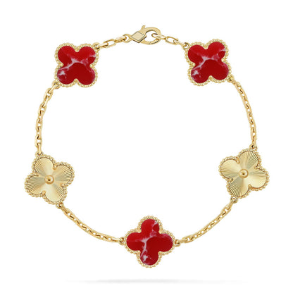 [Favorite]LUCKY CLOVER 5-MOTIF BRACELET - RED LARIMAR COLLECTION