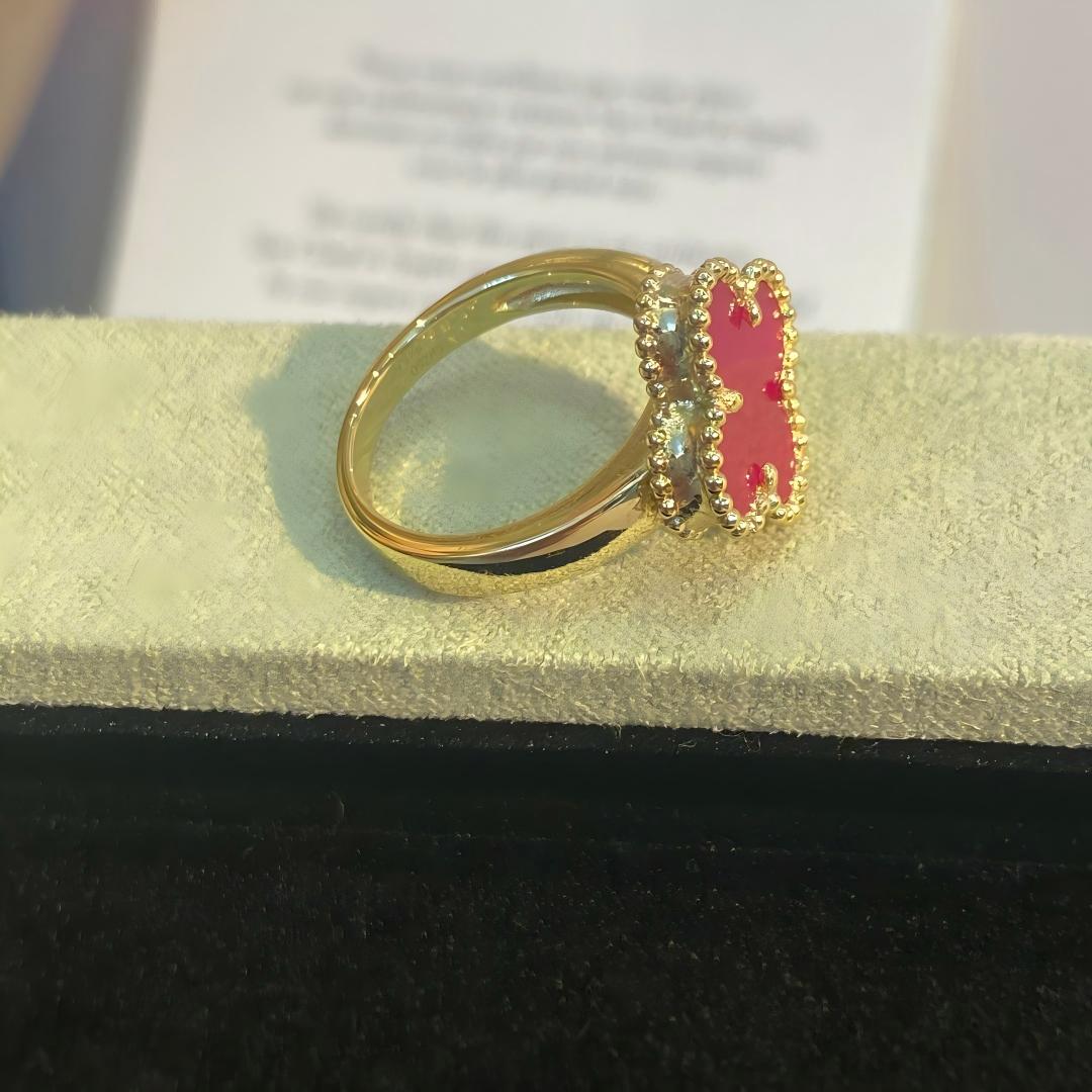 [Favorite]NEW CLOVER PINK ENAMEL RINGS