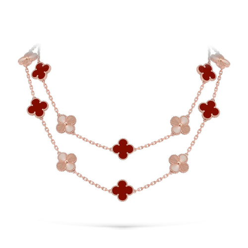 [Favorit]KLASSISCHE 20-MOTIV GLÜCKSKLEE-HALSKEtte ROSÉGOLD KOLLEKTION